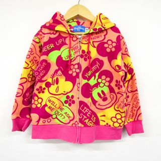 ディズニー(Disney)のディズニー ジップアップパーカー スウェット スエット ミニーマウス キッズ 女の子用 110サイズ オレンジ Disney(Tシャツ/カットソー)