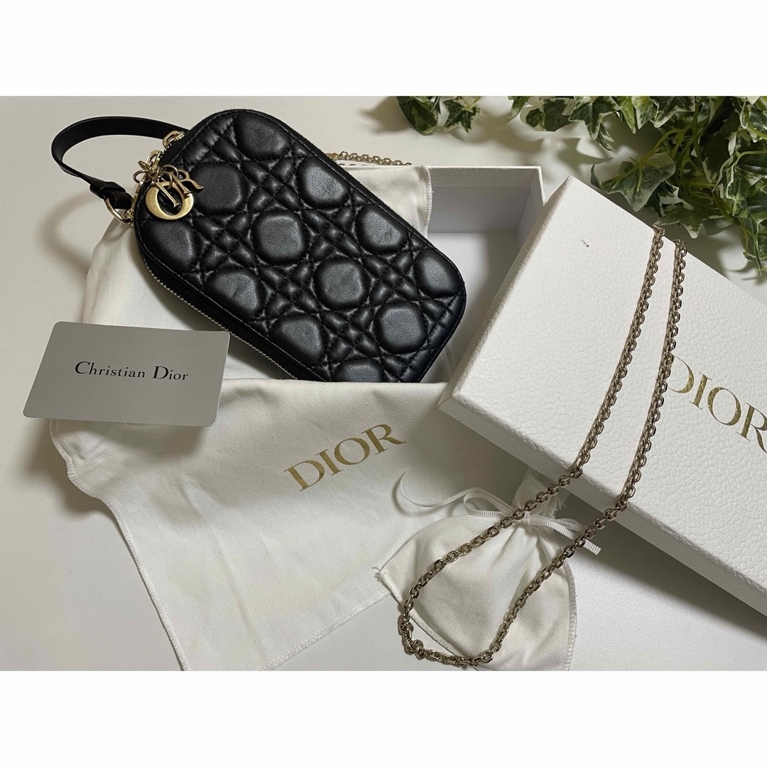 ★美品　LADY DIOR フォンホルダー カナージュ ラムスキン　ブラック | フリマアプリ ラクマ