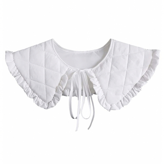 SHEIN - 付け襟 キルティング フリル トップス 白 ホワイト トップス