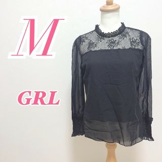 グレイル(GRL)のグレイル M 長袖ブラウス きれいめコーデ オフィスカジュアル 花柄 ブラック(シャツ/ブラウス(長袖/七分))