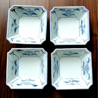 角鉢 4客 日本製 昭和レトロ ヴィンテージ食器(陶芸)