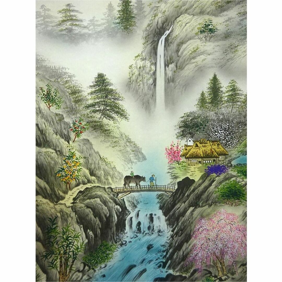 掛軸 山本遊山『九星盛運図』運勢好転図 絹本 肉筆 共箱付 掛軸 山本遊山『九星盛運図』運勢好転図 絹本 肉筆 共箱付