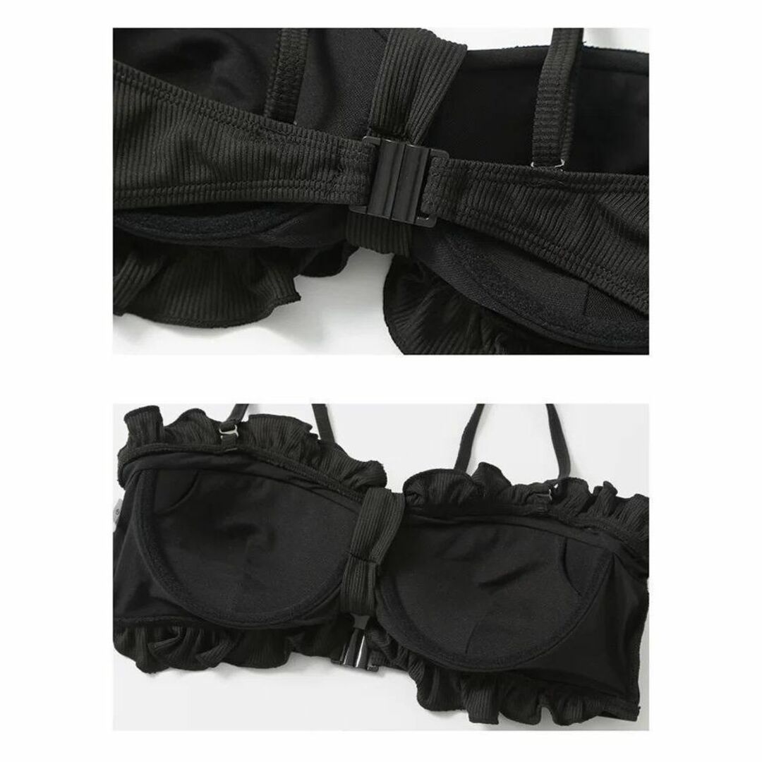 3点セット！体型隠し！ブラックコルセッビスチェ ハイウェストビキニ XL レディースの水着/浴衣(水着)の商品写真