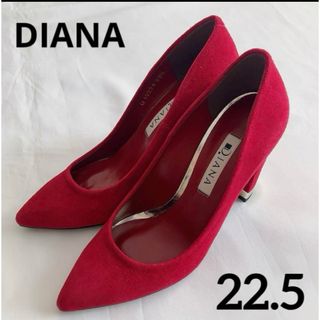 ダイアナ(DIANA)の【ダイアナ】DIANA スエード ハイヒール 22.5 赤 太ヒール 美品 冬(ハイヒール/パンプス)