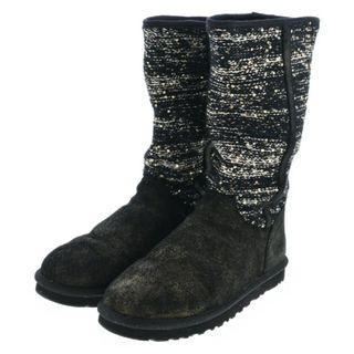 アグオーストラリア(UGG AUSTRALIA)のUGG australia アグオーストラリア ブーツ 25cm 黒xゴールド系 【古着】【中古】(ブーツ)