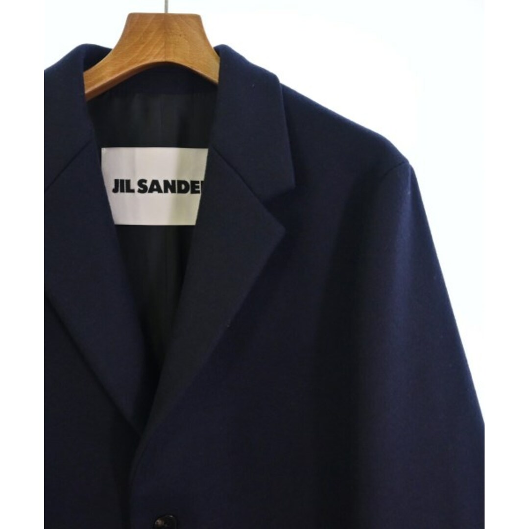 Jil Sander(ジルサンダー)のJIL SANDER ジルサンダー チェスターコート 48(L位) 紺 【古着】【中古】 メンズのジャケット/アウター(チェスターコート)の商品写真