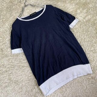 ジョンスメドレー(JOHN SMEDLEY)のJOHN SMEDEY (S) イギリス製 バイカラー ニット シンプル 半袖(Tシャツ(半袖/袖なし))