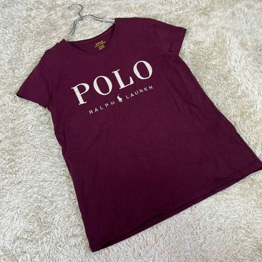 POLO RALPH LAUREN(ポロラルフローレン)のPOLO RALPH LAUREN (M) プリントロゴ Tシャツ ワインレッド レディースのトップス(Tシャツ(半袖/袖なし))の商品写真