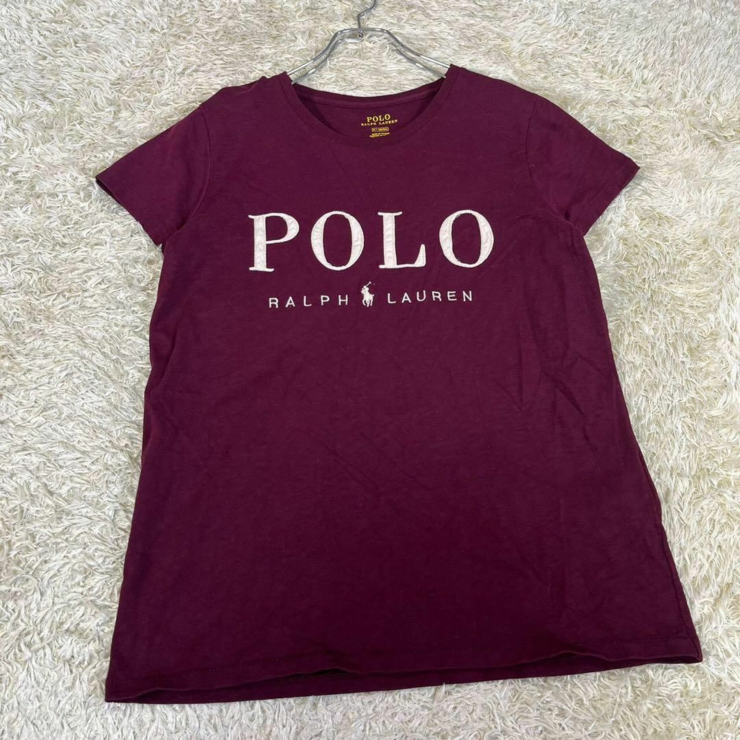 POLO RALPH LAUREN(ポロラルフローレン)のPOLO RALPH LAUREN (M) プリントロゴ Tシャツ ワインレッド レディースのトップス(Tシャツ(半袖/袖なし))の商品写真