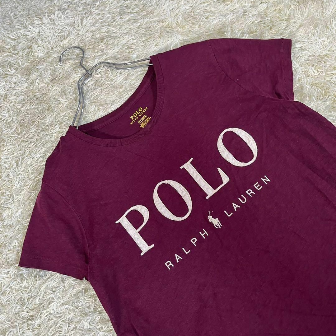 POLO RALPH LAUREN(ポロラルフローレン)のPOLO RALPH LAUREN (M) プリントロゴ Tシャツ ワインレッド レディースのトップス(Tシャツ(半袖/袖なし))の商品写真