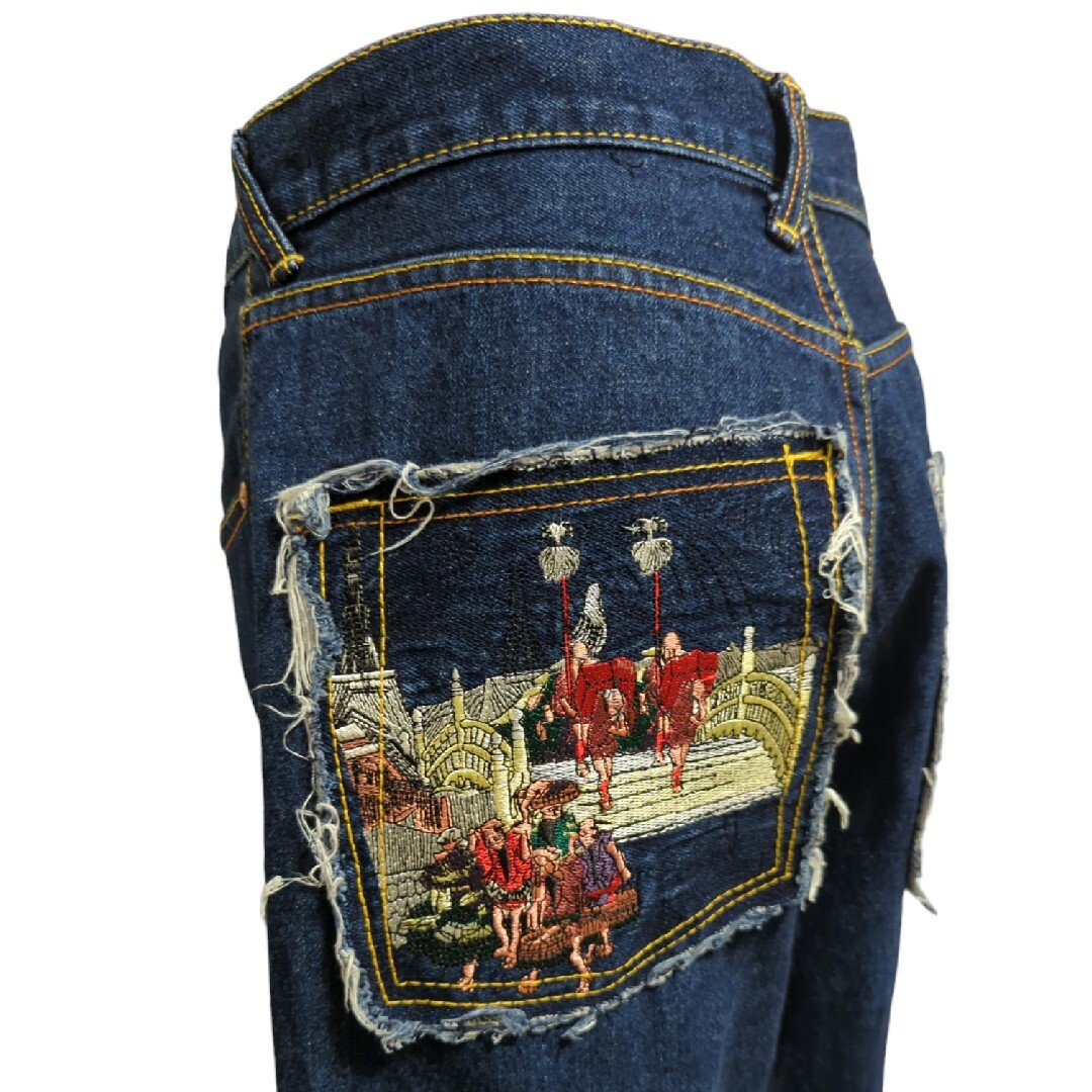 RED MONKEY COMPANY【USED】浮世絵和柄刺繍デニム サイズ32 メンズのパンツ(デニム/ジーンズ)の商品写真