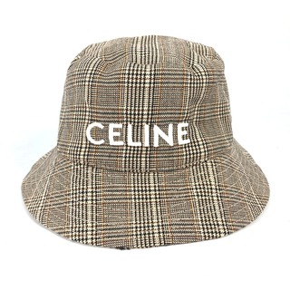 セリーヌ(celine)のセリーヌ CELINE ロゴ チェック ハット帽 帽子 バケットハット ボブハット ハット コットン ブラウン(ハット)