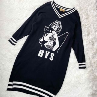 ヒステリックグラマー(HYSTERIC GLAMOUR)のヒステリックグラマー　ギターガール　ロングニット　ワンピース　即完売品(ロングワンピース/マキシワンピース)