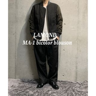 ラモンド(LAMOND)のラモンド　ツイード　切り替え　ジャケット　MA-1 カーキ　オリーブ　バイカラー(フライトジャケット)