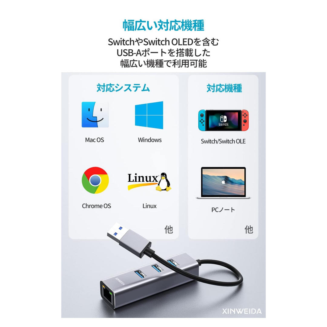 usb lan usb ハブ lan usb 変換アダプタ 変換 有線アダプター スマホ/家電/カメラのPC/タブレット(PC周辺機器)の商品写真