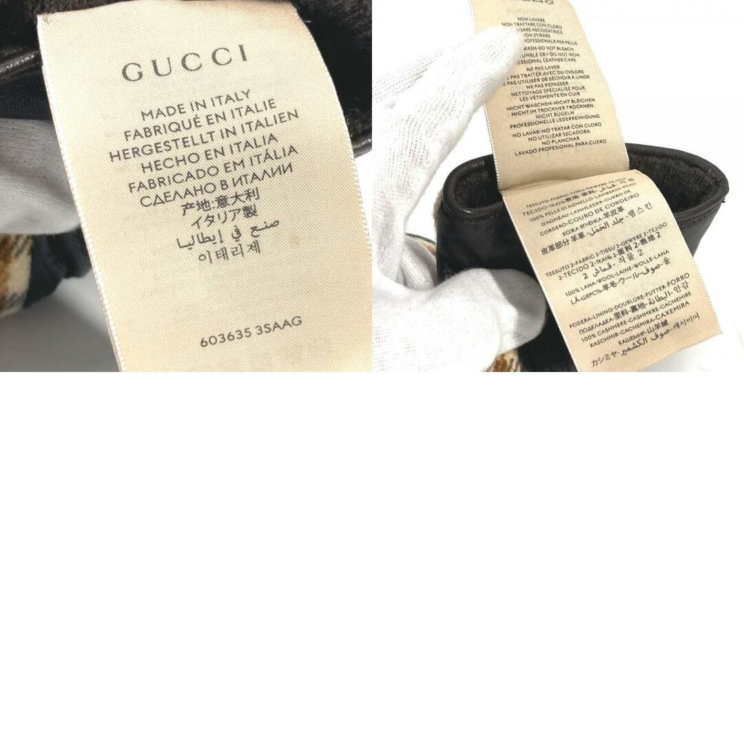 Gucci(グッチ)のグッチ GUCCI ホースビット 603635 チェック 手袋 グローブ ウール/カシミヤ ブラウン 美品 レディースのファッション小物(手袋)の商品写真