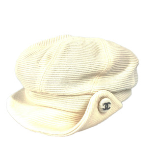 CHANEL - シャネル CHANEL CC ボタン ココマーク 帽子 キャスケット ウール ホワイト系 未使用
