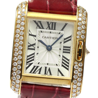 カルティエ(Cartier)のカルティエ CARTIER WT100014 タンクアングレーズSM K18PG サイドダイヤ クォーツ レディース 良品 _792383(腕時計)