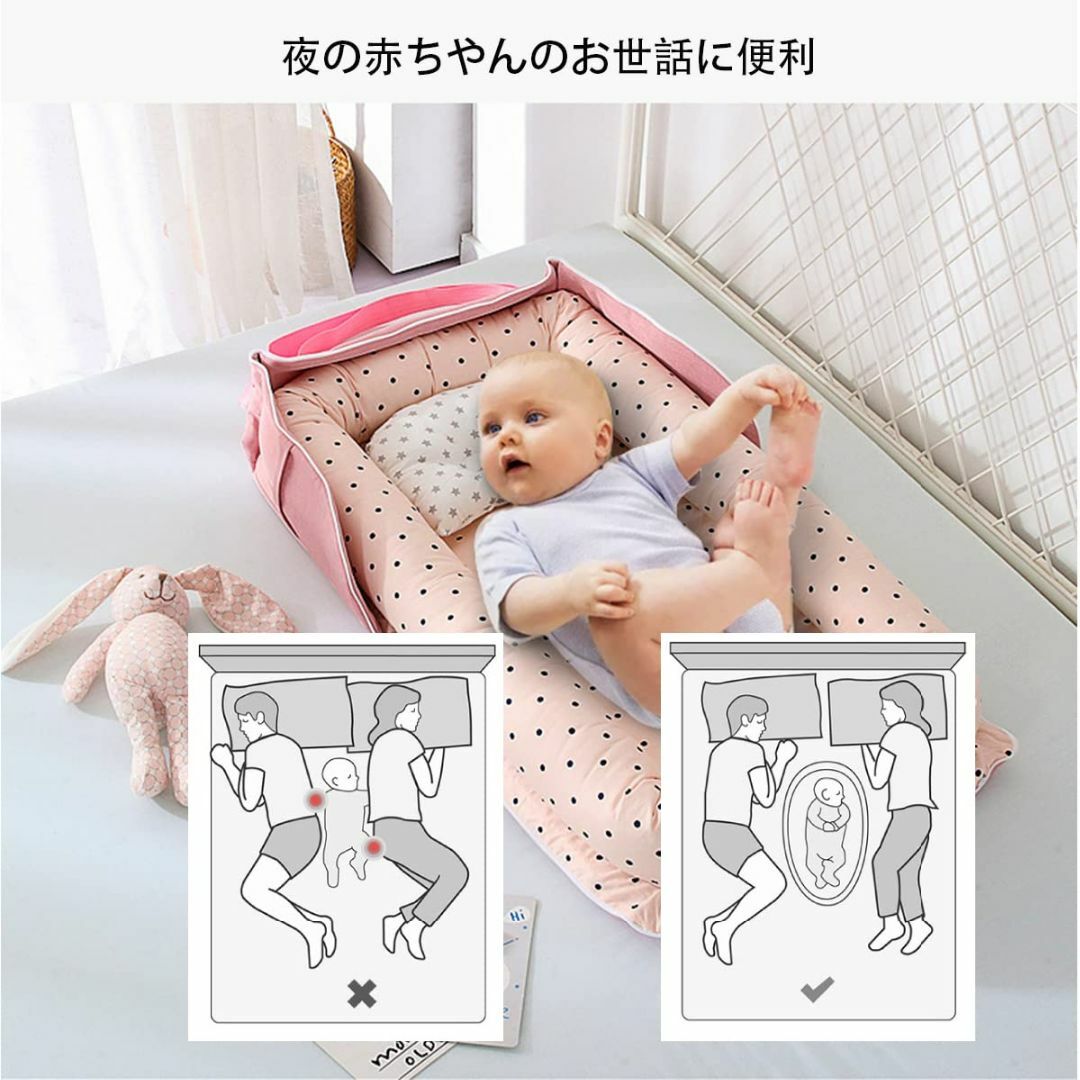 【色: ピンクの夢】Sumeber ベビーネスト折りたたみ 新生児 赤ちゃん 転 キッズ/ベビー/マタニティの寝具/家具(ベビー布団)の商品写真