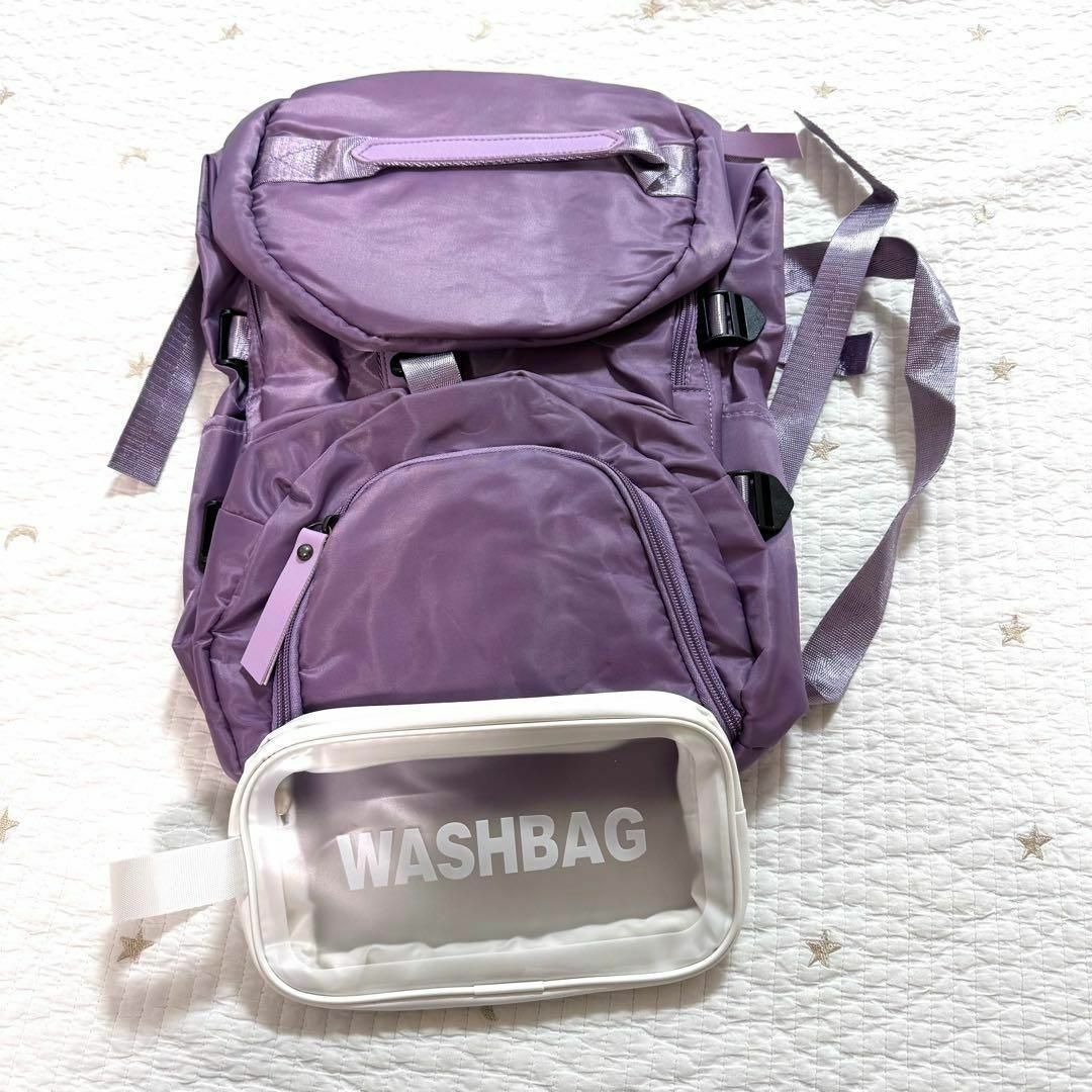 リュック 紫 パープル ボストンバッグ 4way シューズ収納 大容量 - バッグ