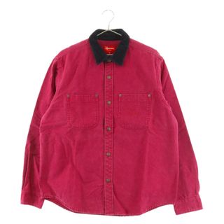 シュプリーム(Supreme)のSUPREME シュプリーム 19AW script canvas snap shirt スクリプトロゴ スナップジャケット カバーオール ピンク(フライトジャケット)