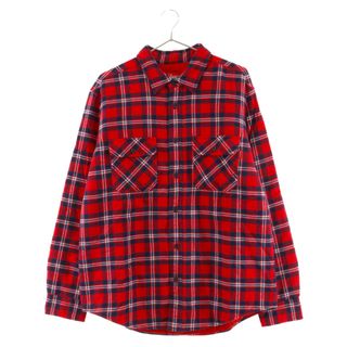 シュプリーム(Supreme)のSUPREME シュプリーム 19AW Arc Logo Quilted Flannel Shirt アーチロゴ裏地キルティング長袖チャックシャツ レッド(シャツ)