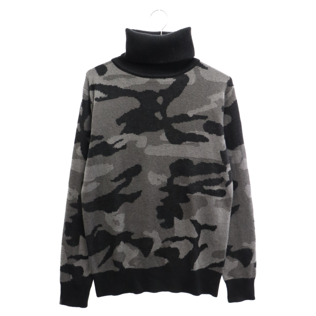 AKM(エイケイエム)のAKM エーケーエム CASHWOOL CAMO ビッグカモ タートルネックニット 長袖セーター ブラック/グレー ASK-606 メンズのトップス(ニット/セーター)の商品写真