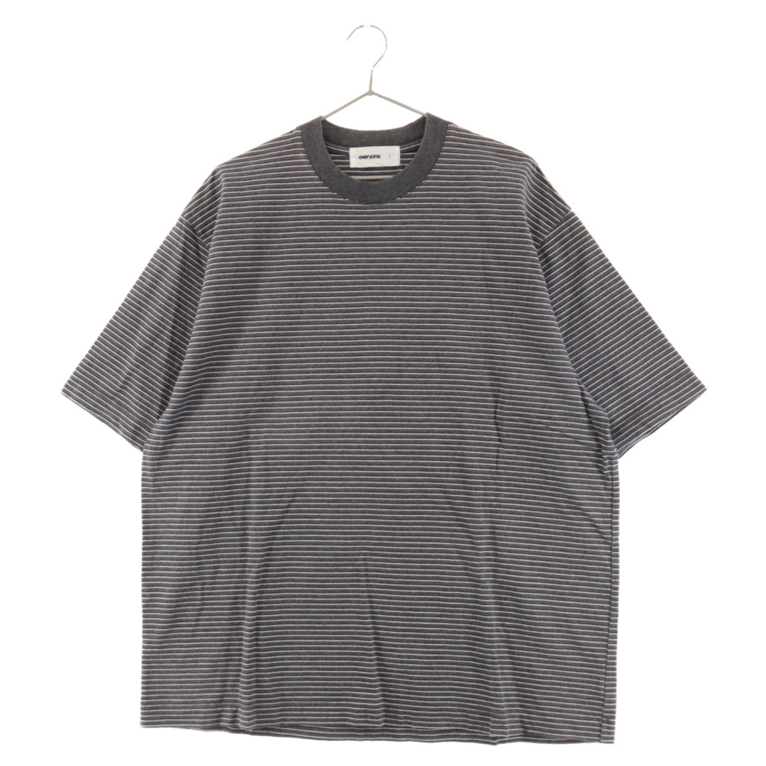 everyone エブリワン COTTON SHORT SLEEVE T-SHIRT ボーダー コットンショートスリーブ半袖Tシャツ グレー/ホワイト EV23-CS0851センチ袖丈