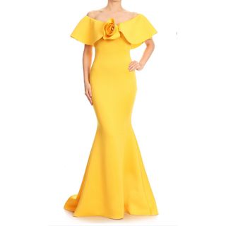 タダシショウジ(TADASHI SHOJI)の新品 USAロングドレス 黄色 L(ロングドレス)