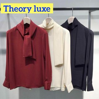 セオリーリュクス(Theory luxe)の美品✨セオリーリュクス　ボウタイブラウス　バックリボン　とろみ　ボルドー　38(シャツ/ブラウス(長袖/七分))