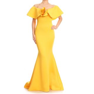 タダシショウジ(TADASHI SHOJI)の新品 USAロングドレス 黄色 S(ロングドレス)