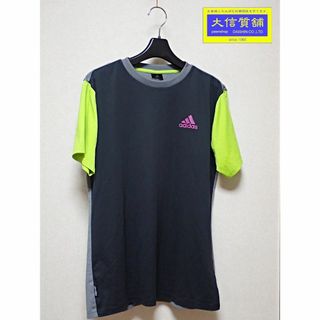 アディダス(adidas)のADIDAS アディダス Tシャツ 半袖 F88945 メンズL ブラックｘグレイｘネオンイエロー 中古B 【送料無料】 A-8343【質屋出品】(Tシャツ/カットソー(半袖/袖なし))