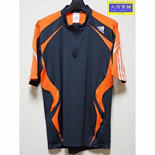 アディダス(adidas)のADIDAS COMPETITION FORMOTION アディダス Tシャツ ハーフジップ 半袖 メンズM 984564 ブラックｘオレンジ 中古B+ 【送料無料】 A-8349【質屋出品】(Tシャツ/カットソー(半袖/袖なし))