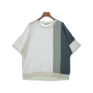 アツロウタヤマ(ATSURO TAYAMA)のATSURO TAYAMA Tシャツ・カットソー 36(S位) 白x青 【古着】【中古】(カットソー(半袖/袖なし))