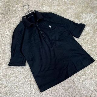 ラルフローレン(Ralph Lauren)のRALPH LAUREN (L) コットン ロゴ入り ポロシャツ ブラック(ポロシャツ)