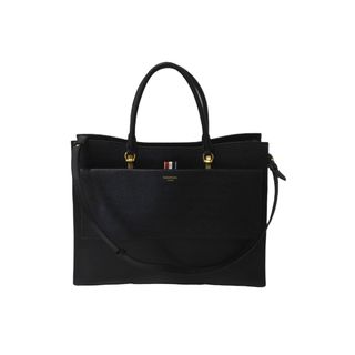 THOM BROWNE トムブラウン ラージデュエット トート ブラック カーフスキンレザー MAG228A00198001 美品 中古 59212