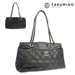 シャネル(CHANEL)のシャネル ココマーク ワイルドステッチ ブラック 中古 シルバー金具 レザー CHANEL 【中古】 | かばん バック レディース ファッション 黒 斜め掛け クロスボディ 鞄 ハイブランド カバン Bランク(ショルダーバッグ)