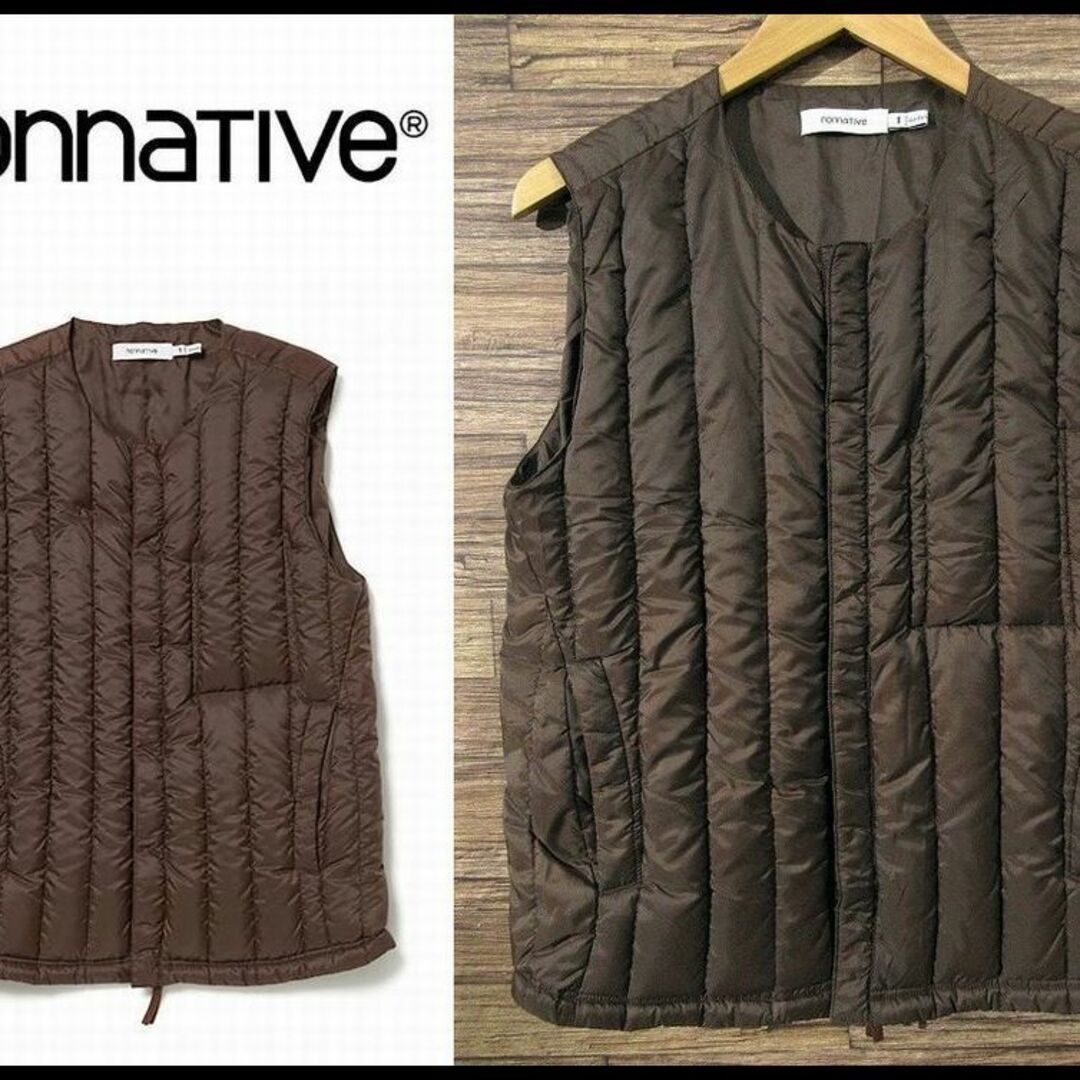 nonnative(ノンネイティブ)の美品 ノンネイティブ NN-V2603 ナイロン タフタ ダウン ベスト 茶 1 メンズのジャケット/アウター(ダウンベスト)の商品写真