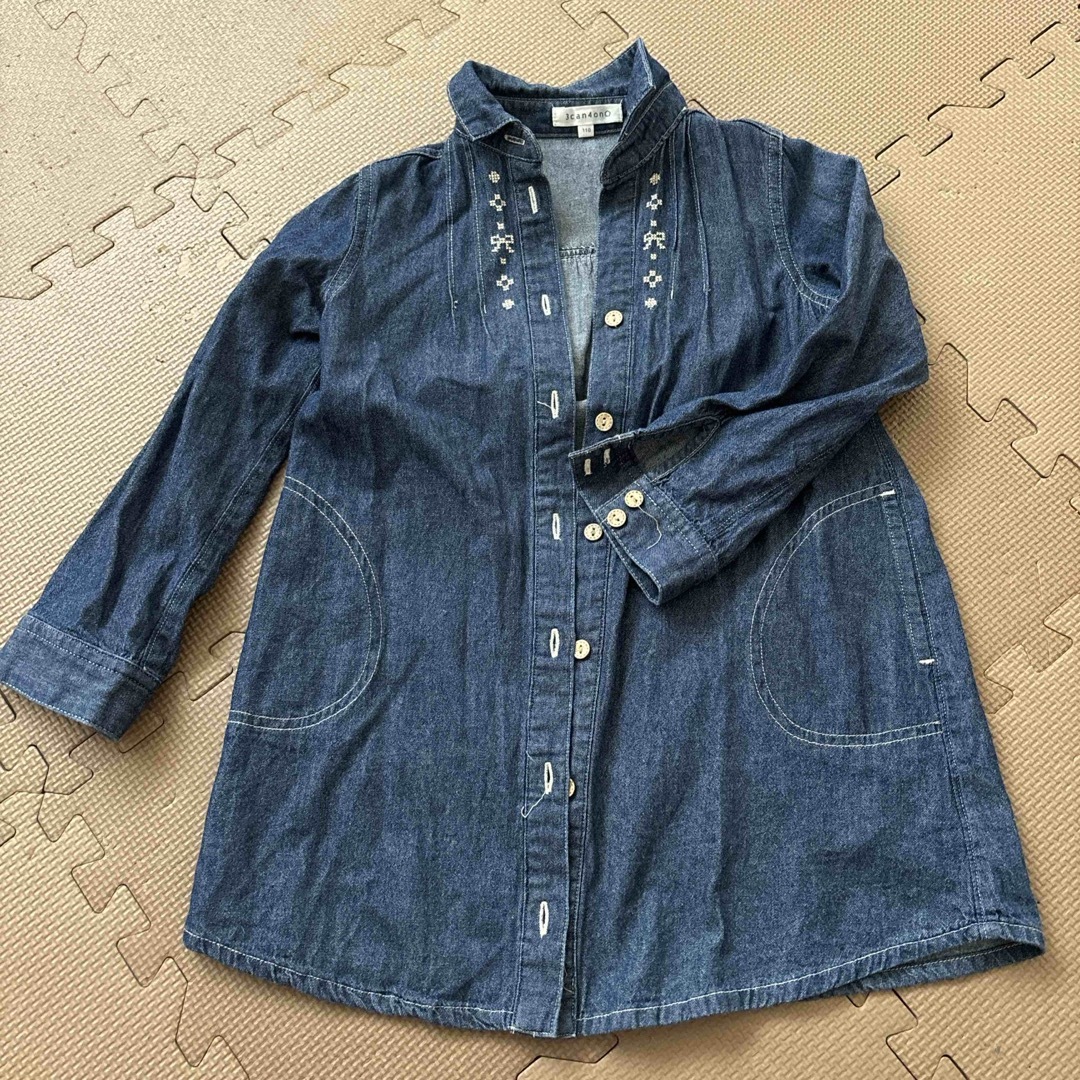 3can4on(サンカンシオン)の【3can4on】デニム風ワンピース　110 キッズ/ベビー/マタニティのキッズ服女の子用(90cm~)(ワンピース)の商品写真