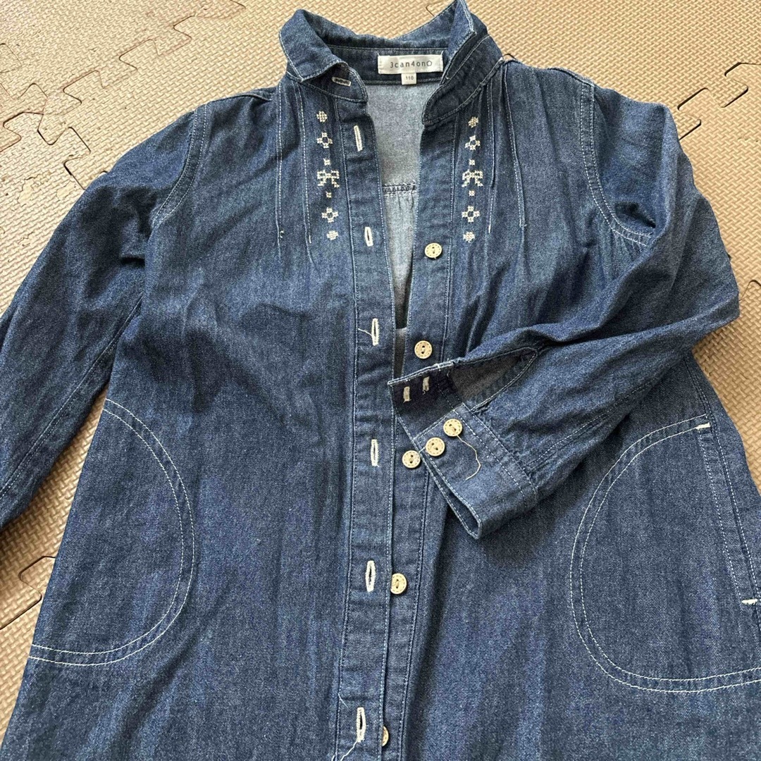 3can4on(サンカンシオン)の【3can4on】デニム風ワンピース　110 キッズ/ベビー/マタニティのキッズ服女の子用(90cm~)(ワンピース)の商品写真