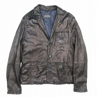 エンポリオアルマーニ(Emporio Armani)の美品 2008年製 エンポリオアルマーニ 羊革 レザー テーラードジャケット(ブルゾン)