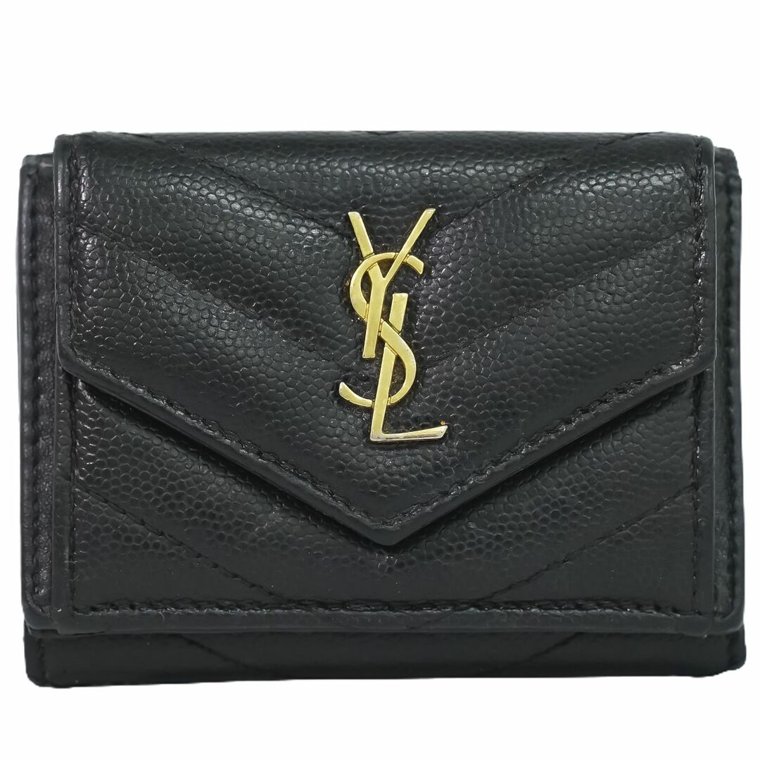 美品✨イヴサンローラン 折り財布 ロゴプレート ゴールド金具 美品✨イヴサンローラン 折り財布 ロゴプレート ゴールド金具