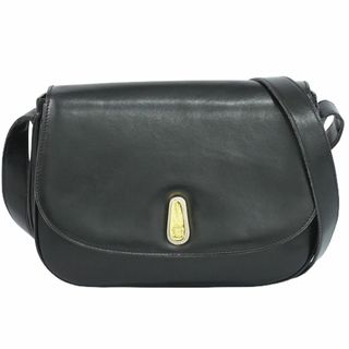 セリーヌ(celine)の本物 セリーヌ CELINE レザー ショルダーバッグ ポシェット ブラック バッグ 中古(ショルダーバッグ)