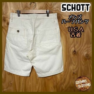 ショット(schott)のショット ホワイト ハーフ パンツ カジュアル USA古着 90s ポケット(ショートパンツ)