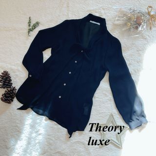 ブラックTheory luxe 20ss ボウタイチュニックブラウス ブラック