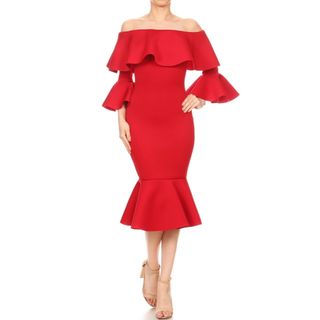 タダシショウジ(TADASHI SHOJI)の新品 USA ワンピース　赤　S(ロングワンピース/マキシワンピース)