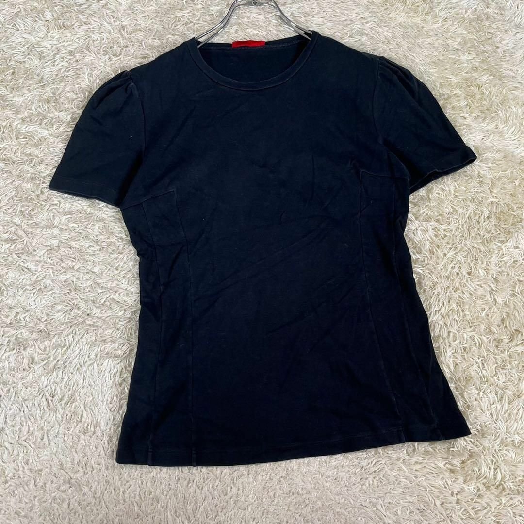 PRADA(プラダ)のPRADA プラダ (L) パフショルダー Tシャツ ブラック 無地 丸首 半袖 レディースのトップス(Tシャツ(半袖/袖なし))の商品写真