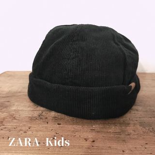 ZARA KIDS - 【未使用　コーデュロイロールキャップ　ツバなし　フィッシャーマンキャップ　黒】