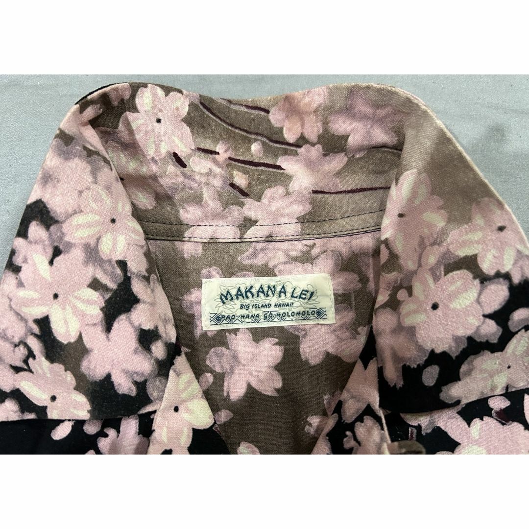 シャツ＊マカナレイ シルク 和柄 桜 アロハシャツ トップス S