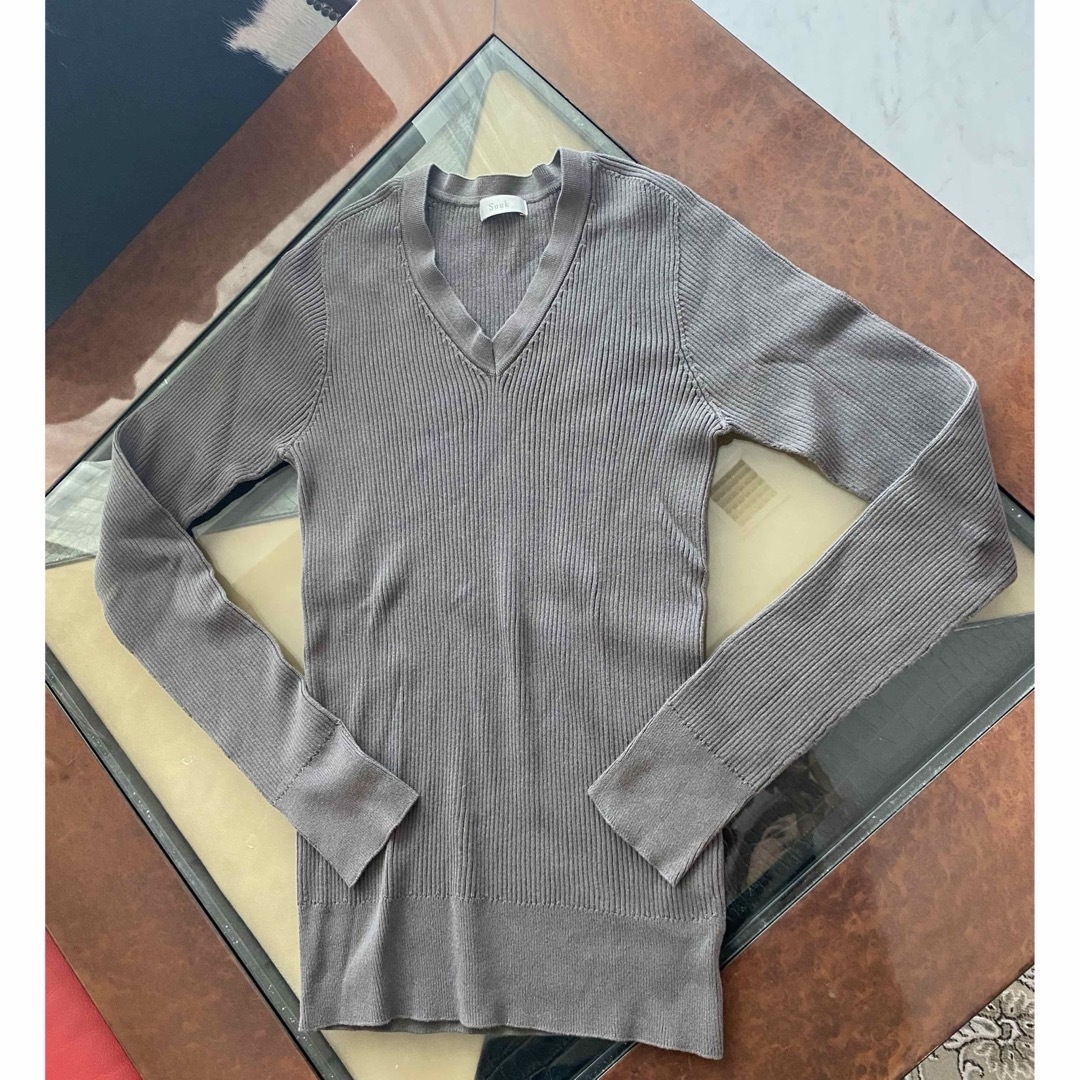Souk スーク 日本製 ストレッチ Vネックカットソー S メンズのトップス(Tシャツ/カットソー(七分/長袖))の商品写真